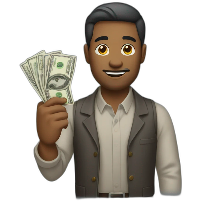 A man with a money in his hand emoji