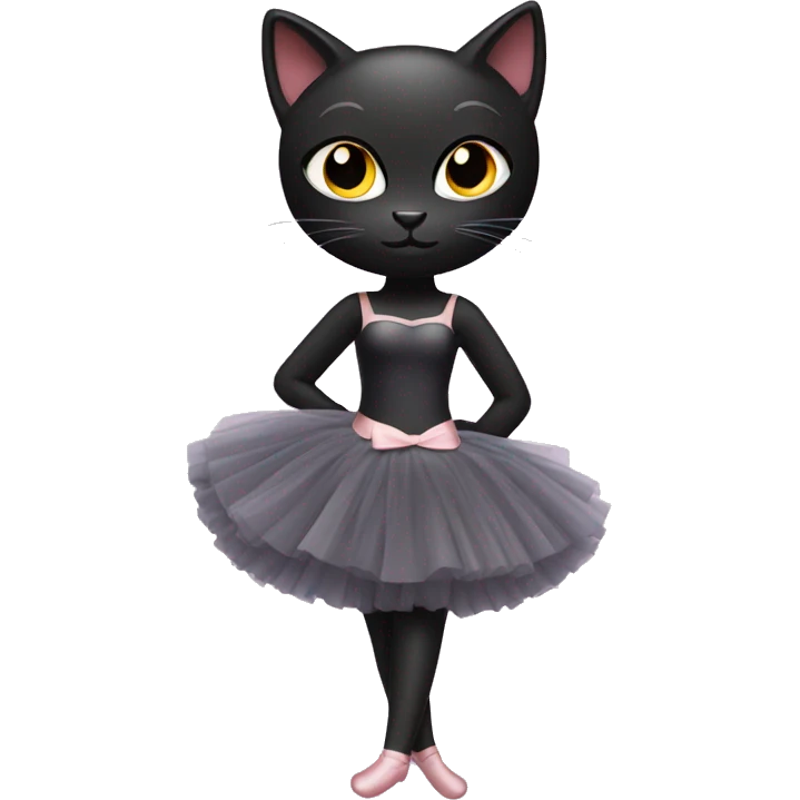 black cat in ballerina dress emoji