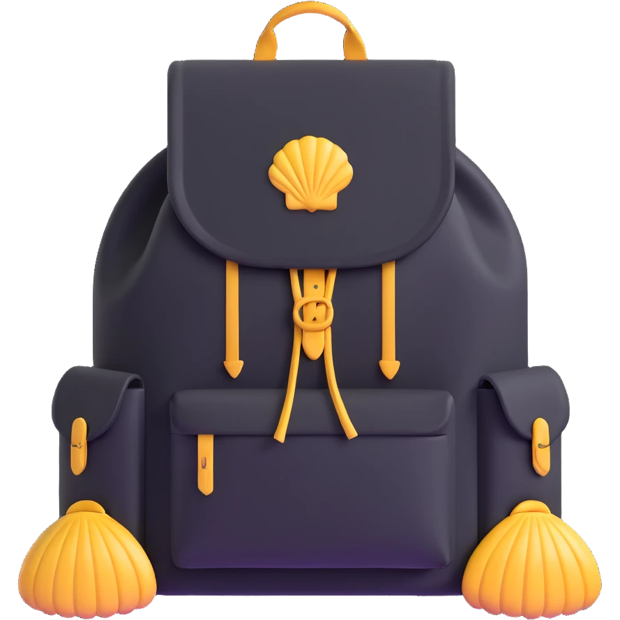 pilgrim backpack with scallop shell symbol emoji