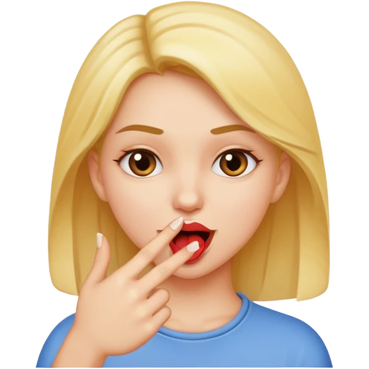 Une fille qui se mord le bout d’un doigt emoji