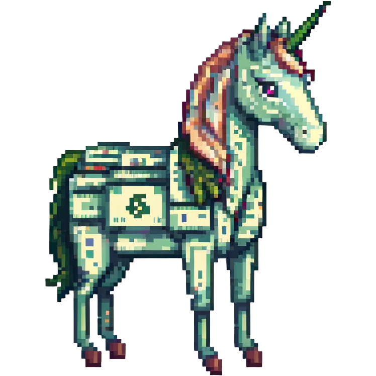 единорог из долларовых купюр, no background emoji