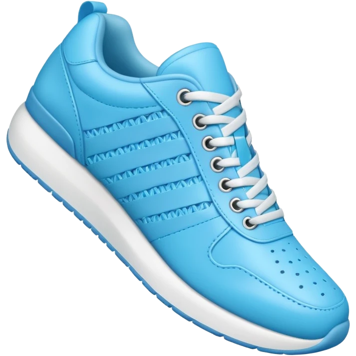 A 3D cartoon Sky Blue sneaker with soft texture, lace-up detail, and smooth reflections, isolated on plain background, Memoji-style. emoji