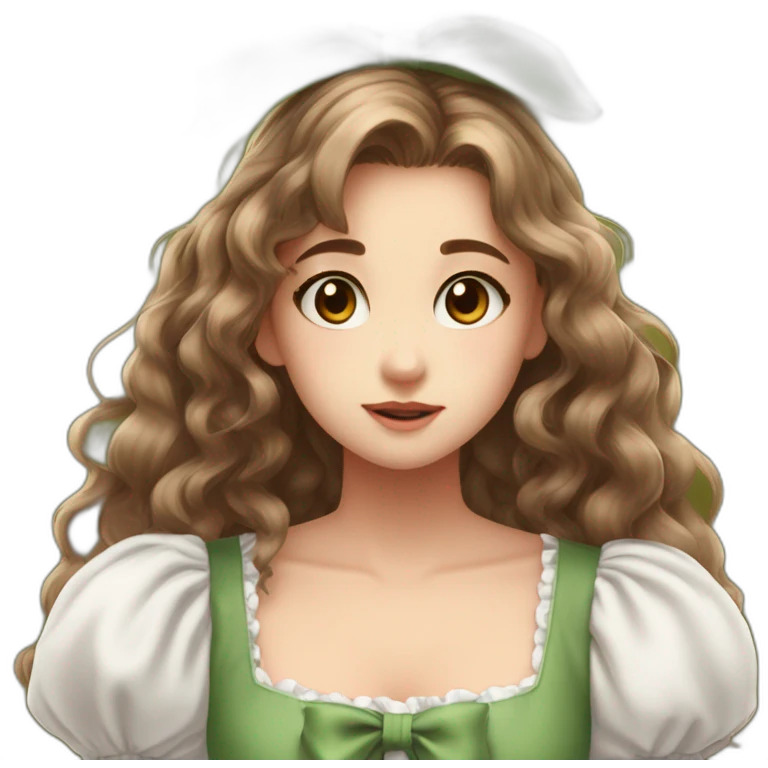 blushing girl in brown dress emoji