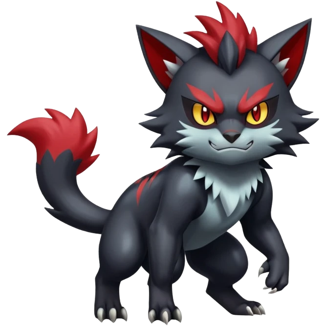Shiny Dark Badass Handsome Torracat-Zoroark full body emoji