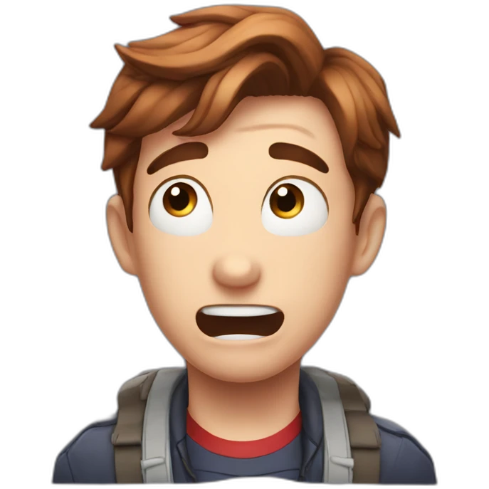 peter parker crying but with smiling mouth emoji