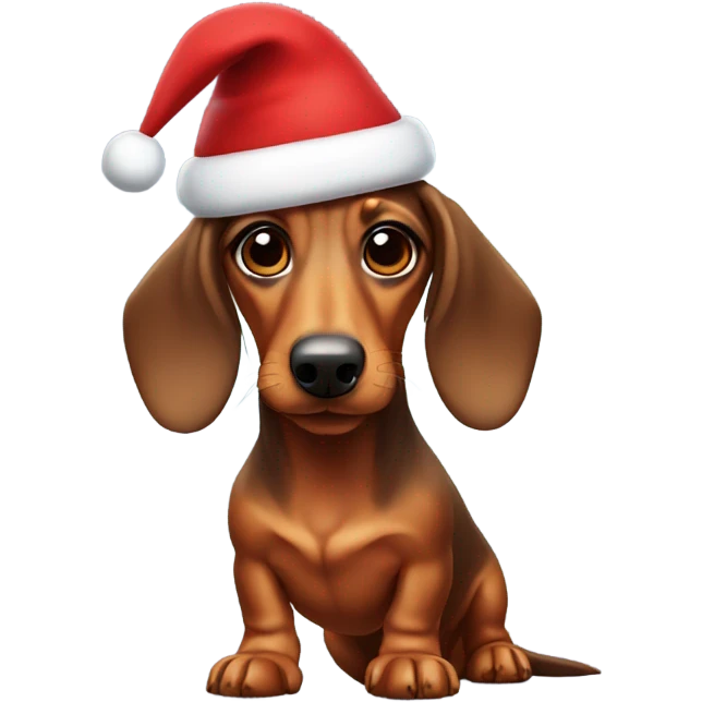 Dachshund with a Santa hat emoji