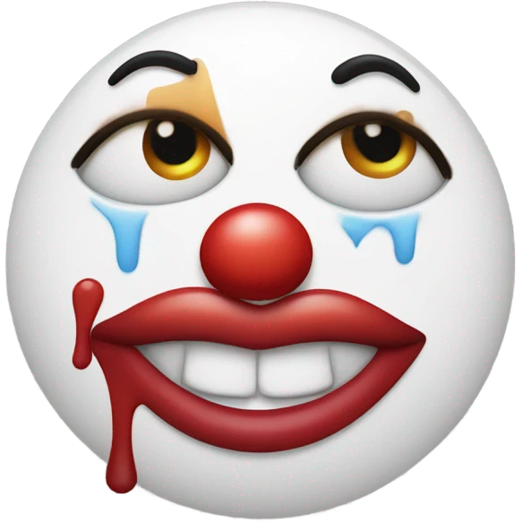 Emoji clown face crying with pucker lips and a peace sign emoji