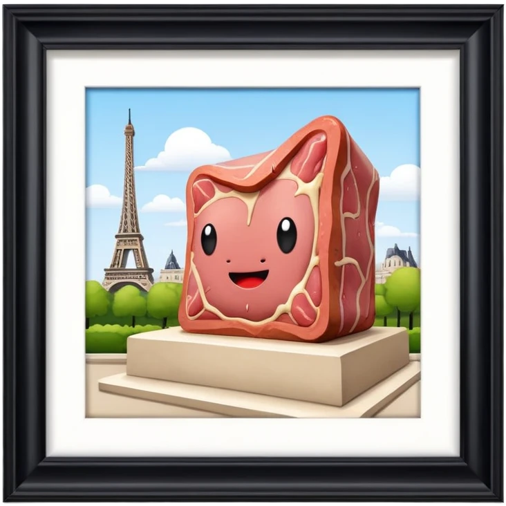  paris art gallery SPAM meat sculpture arty landscape  emoji