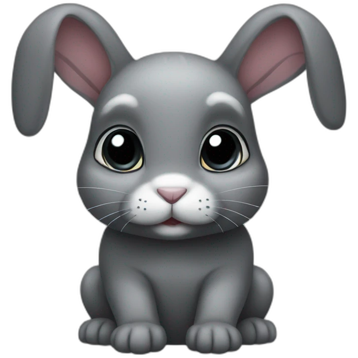 Dark Grey baby rabbit with dark eyes emoji