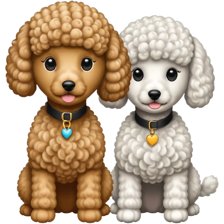 Dos caniches,uno blanco y el otro negro,QUE SEA RAZA CANICHE  emoji