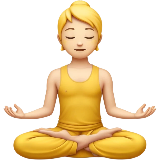 yellow emoji in lotus pose, meditating, calm face emoji