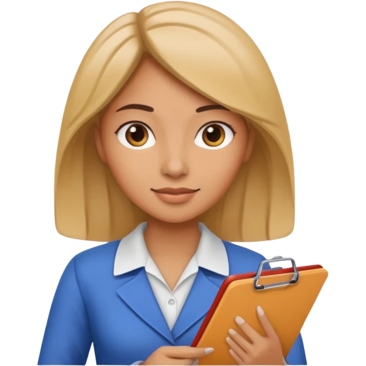 women with clipboard checking page emoji