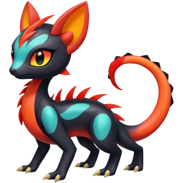 Colorful Translucent Tricky Hot Handsome Meloetta-Salandit-Litten-Pokémon-Fakémon-fusion-hybrid-creature emoji