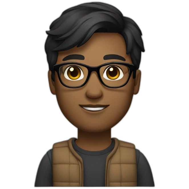 designer with rectangular transparent glasses, light complexion skin, black medium hair emoji