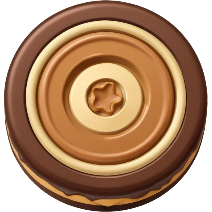 cute minimal buckeye candy, shiny chocolate coating, visible peanut butter center emoji