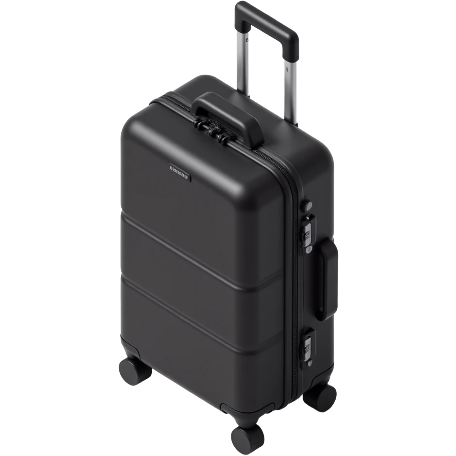 black luggage with wheels, upright, minimal emoji