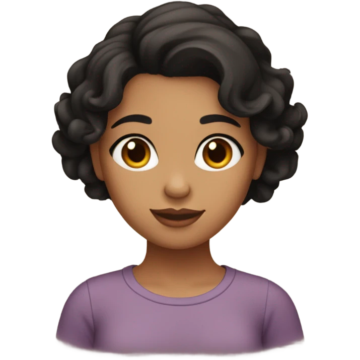 Latina girl with wavy black hair and brown eyes wearing a sweetheart top emoji