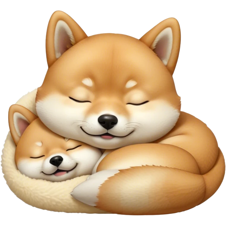 Cinematic Meme-Worthy cute Sleeping Shiba Inu Portrait Emoji, Head resting peacefully with a contented smile, featuring a delightfully cute build and a luxuriously soft fur with a creamy underbelly, eyes shut in a serene nap, Simplified yet hilariously adorable features, highly detailed, glowing with a soft, drowsy light, high shine, relaxed and utterly lovable, stylized with an air of playful laziness, bright and endearing, soft glorwing outline, capturing the essence of a comically sleepy companion, so meme-worthy it feels like it could instantly become the next viral sensation of adorable slumber! emoji