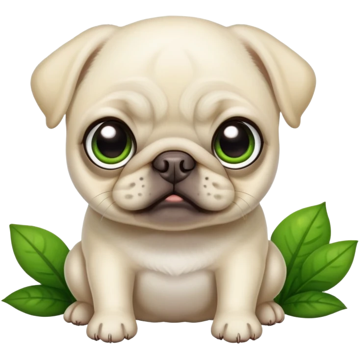 белый мопсик с глазами лягушки пепе emoji