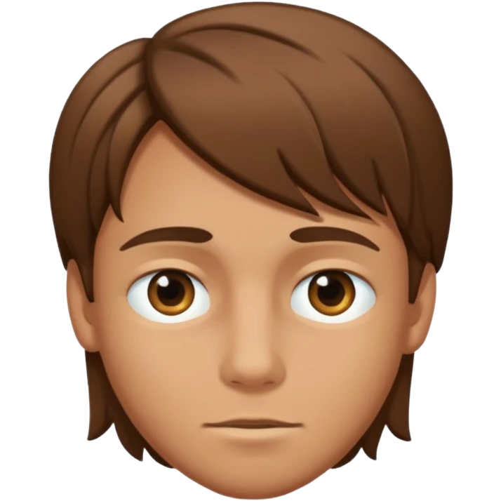 Young tan boy with semi long brown hair over his one eye  emoji