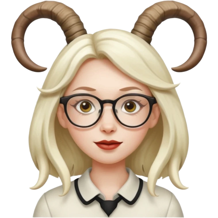 woman with goat horn and eyeglasses emoji