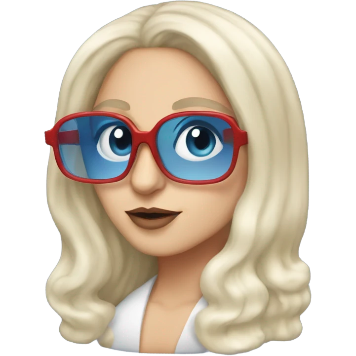 Lady Gaga with red glasses and blue eyes  emoji
