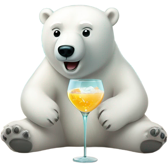 Polar bear sitting on beach drinking martinis emoji