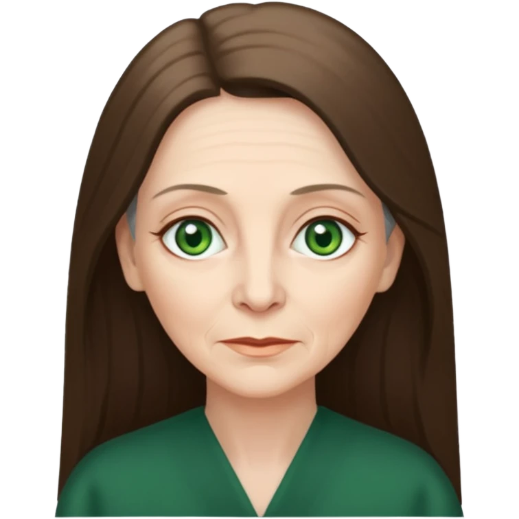 Pretty older woman with green eyes and long straight Ash-brown hair  emoji