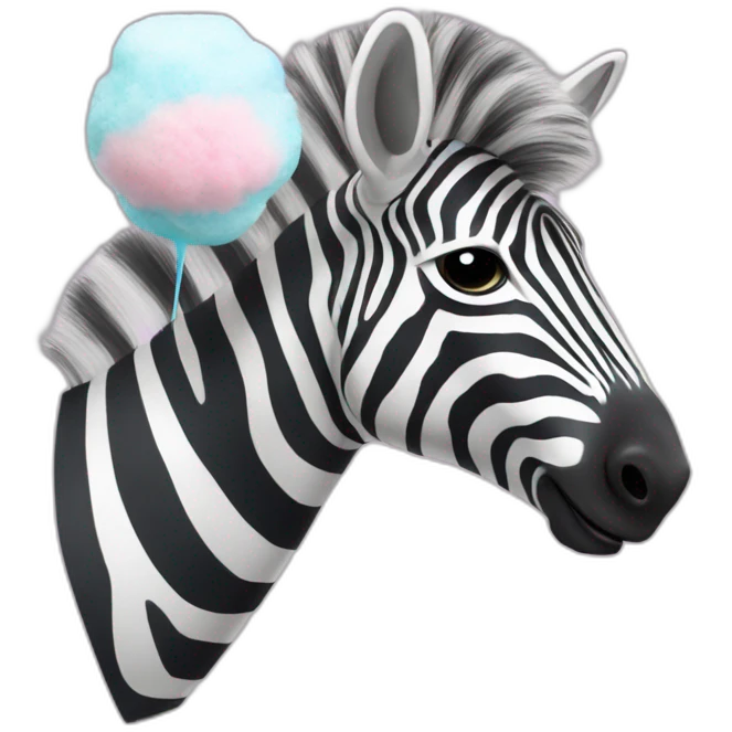 Zebra eats cotton candy emoji