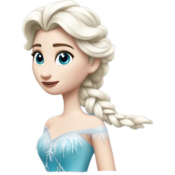 un pato con cuerpo azul, cabeza blanca y trenza con cabello blanco como Elsa de frozen emoji