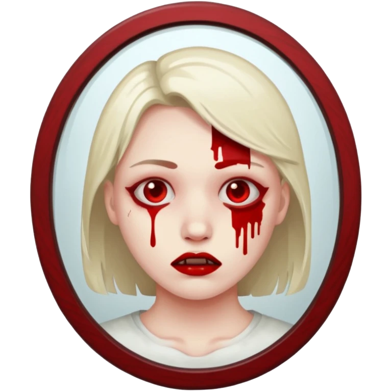 Checked mirror with blood  emoji