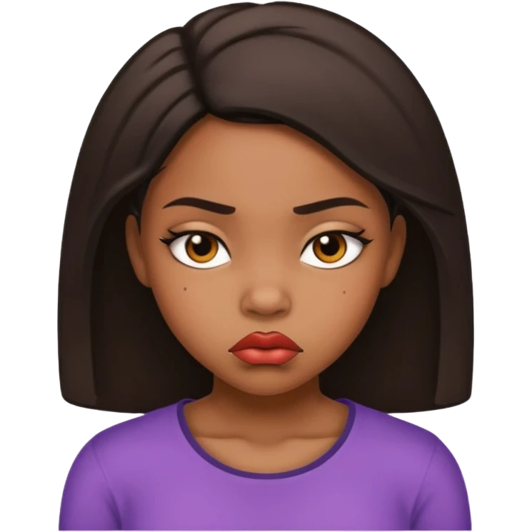 African American girl pouting face emoji