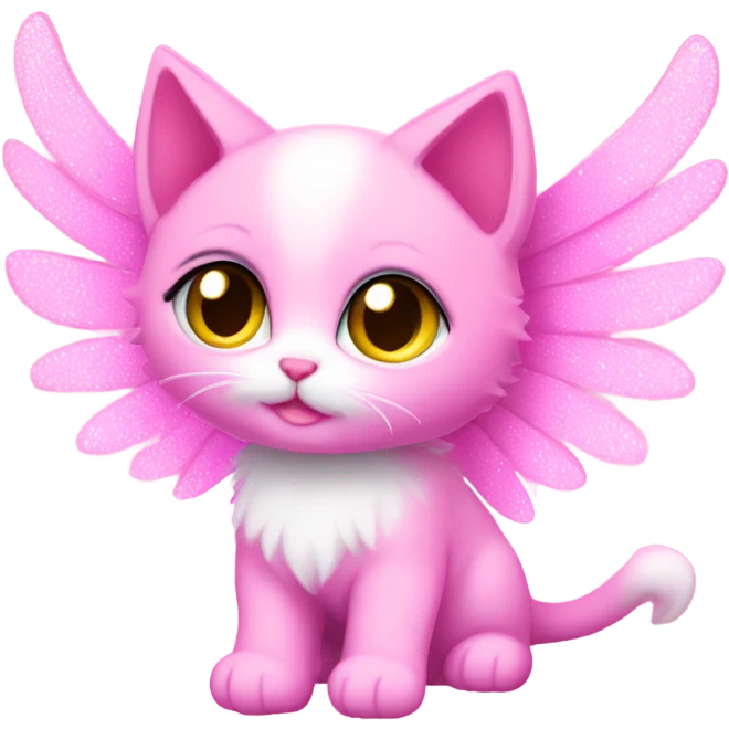 Pink ombre sparkly kitten with angel wings  emoji