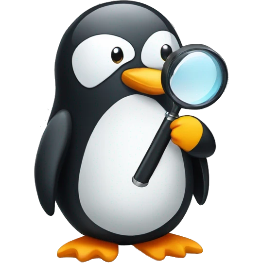 penguin holding a magnifying glass emoji