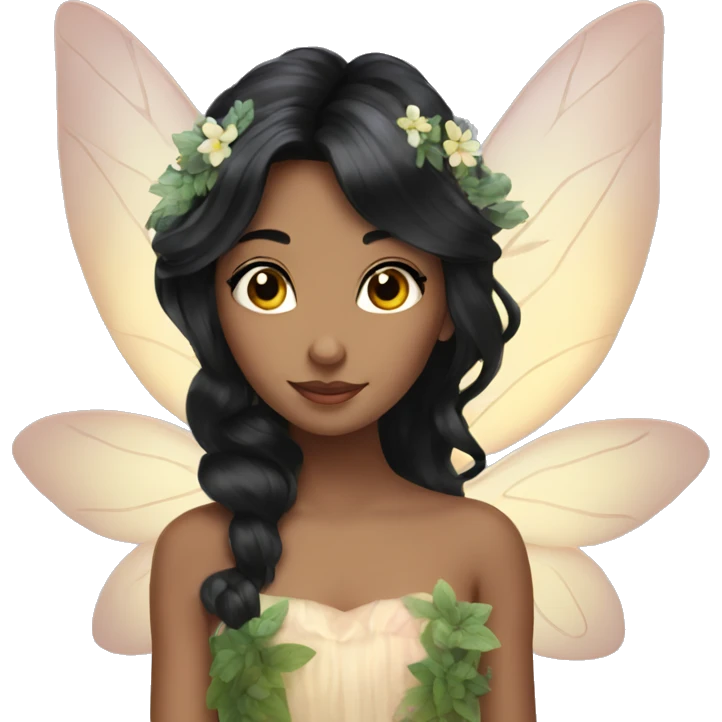 Dreamy pretty nature fairy with black hair emoji