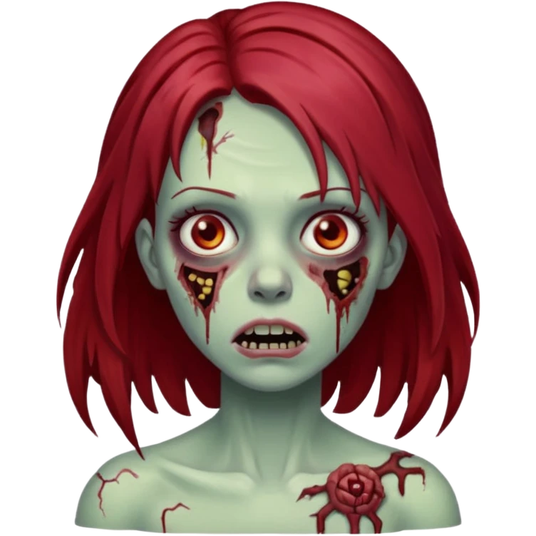 A zombie girl with dark red mid length  hair emoji