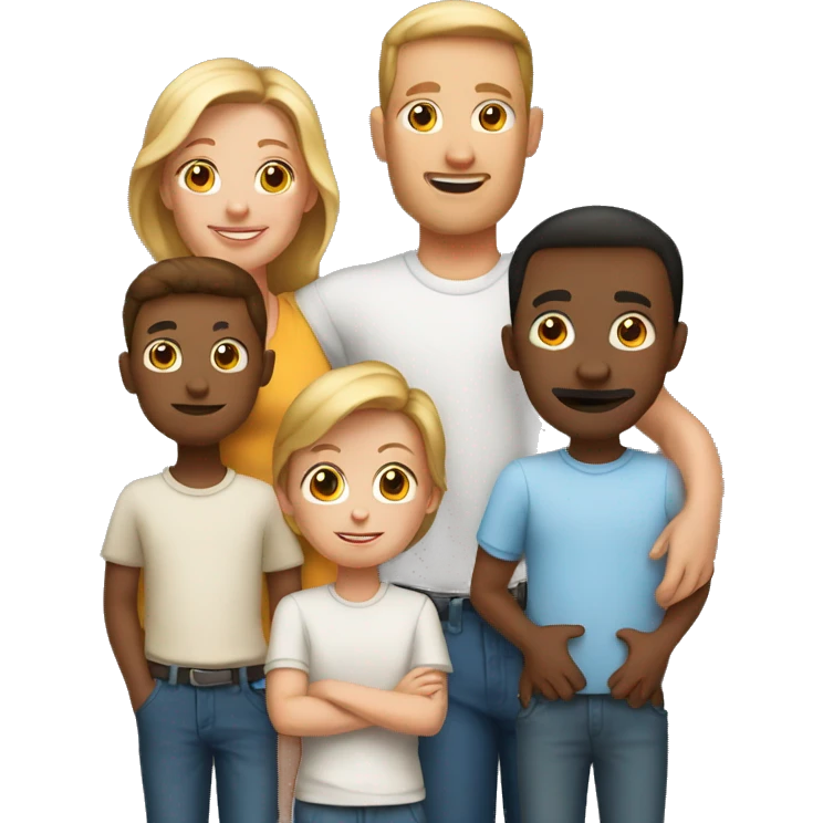 White mom brown dad with 5 boys emoji