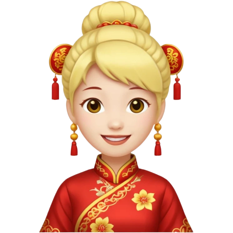 cara amarilla coqueta con disfraz chino emoji