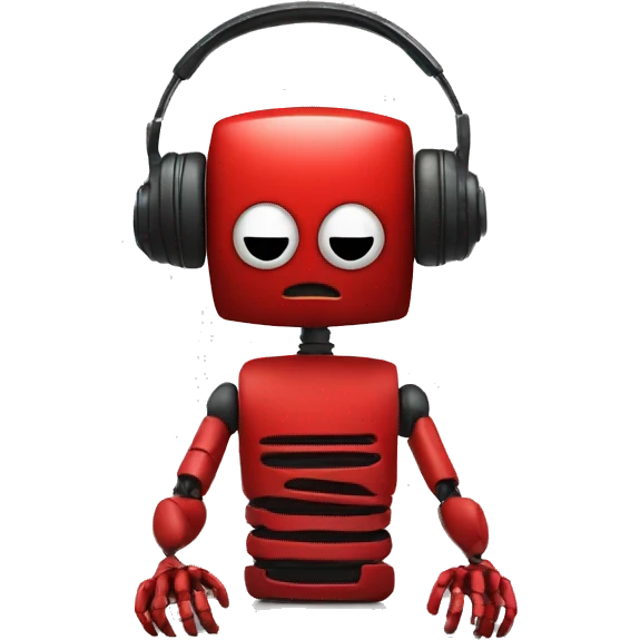 evil red robot listening to music on iPhone emoji
