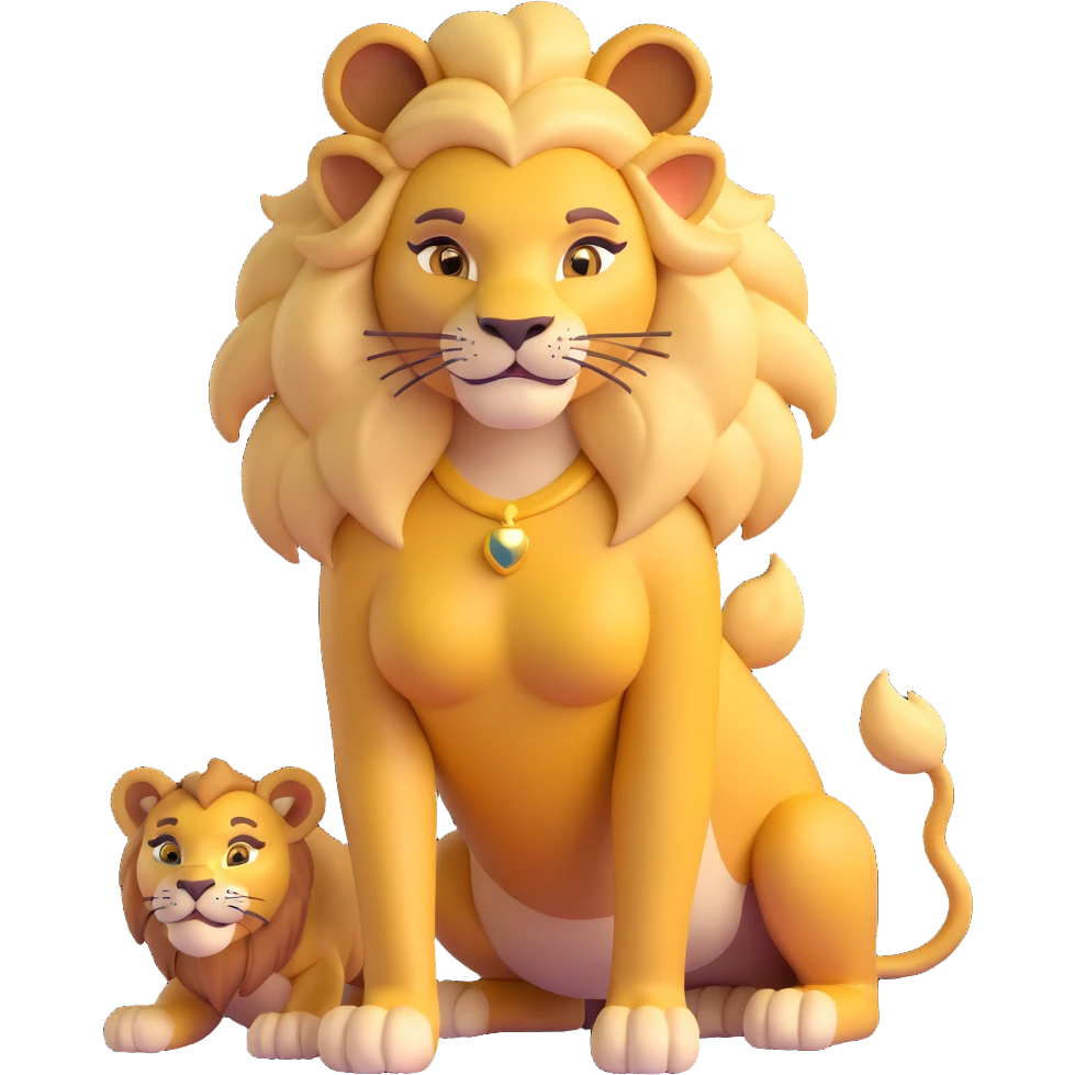 golden haired anthropomorphic lion girl, human face and body, lioness ears emoji