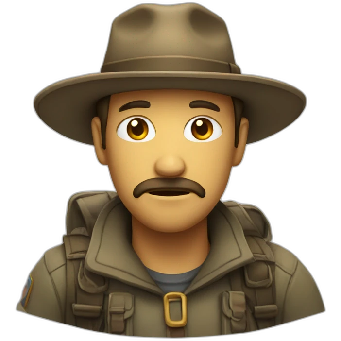 sad explorer with a hat, floating-head emoji