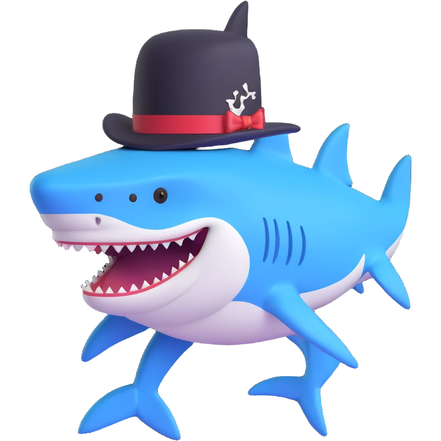 shark wearing a top hat emoji