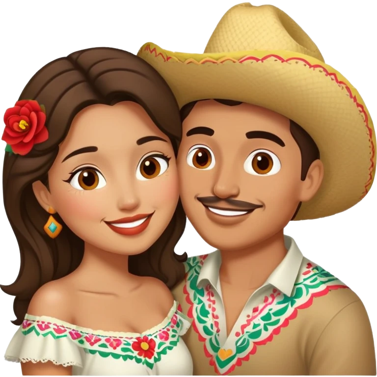 Russian and Mexican couple kissing emoji