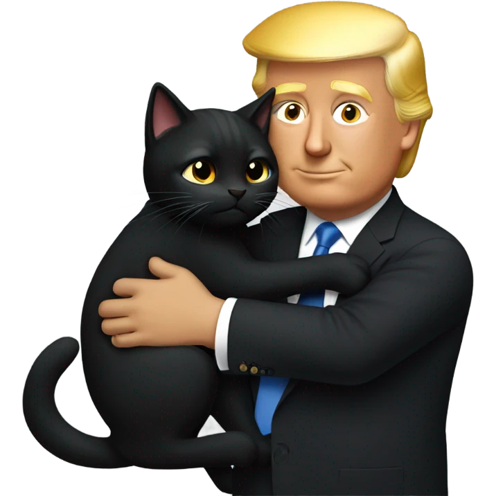 trump hugging black cat emoji