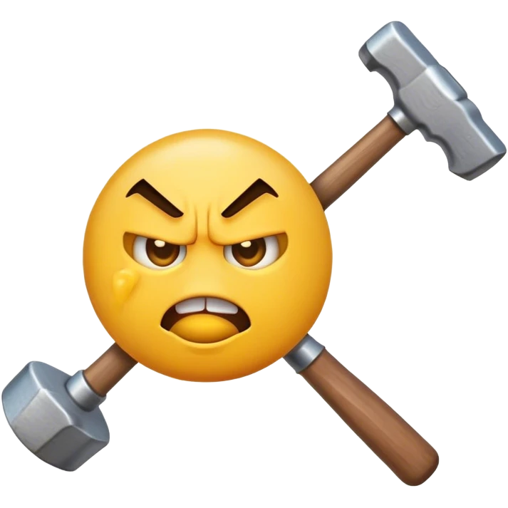 angry emoji hitting dizzy emoji with hammer emoji emoji