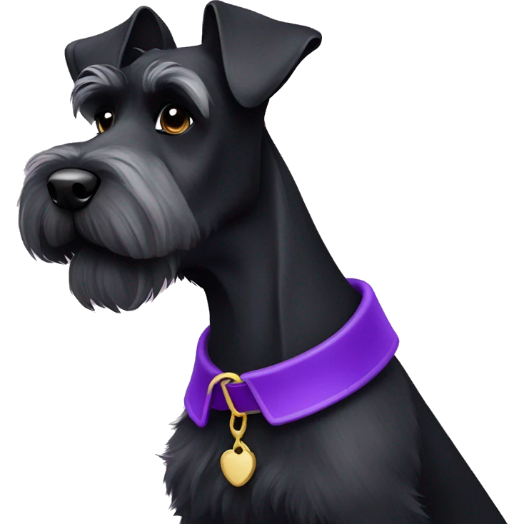 Black Miniature schnauzer with purple collar emoji