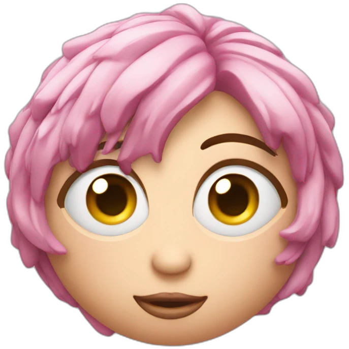 3d sphere with a cartoon testy skin texture with big feminine eyes emoji