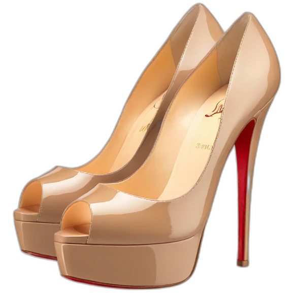 Louboutin nude patent Leather Lady Peep Toe Platform emoji