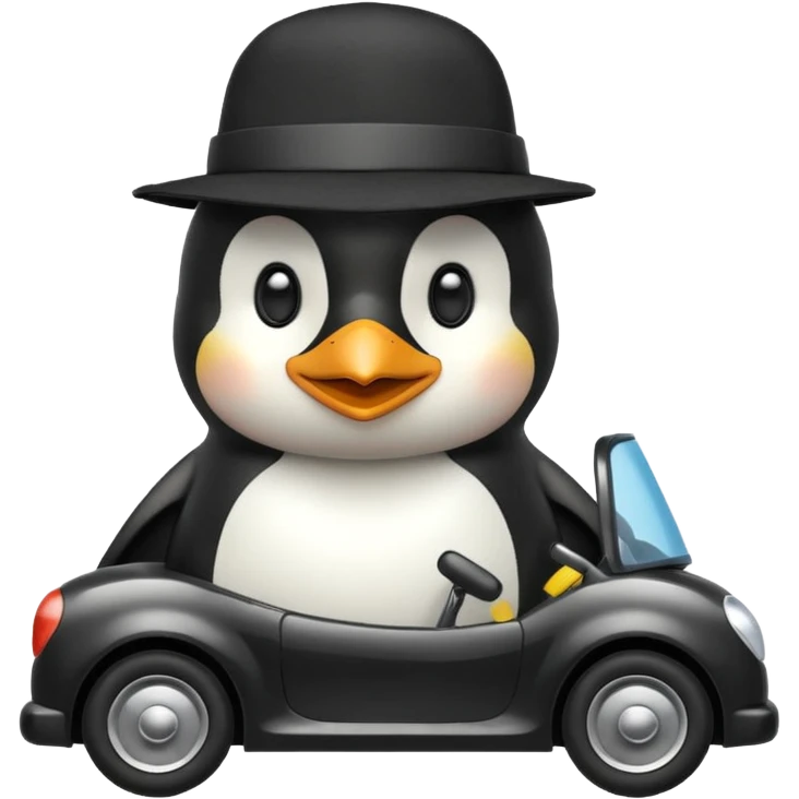 Penguin driving emoji