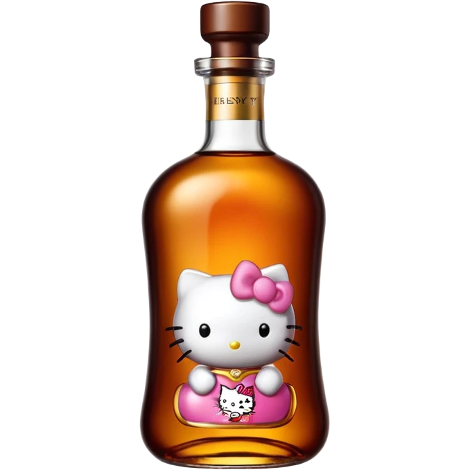 Hennessy bottle with hello kitty icon on the label emoji